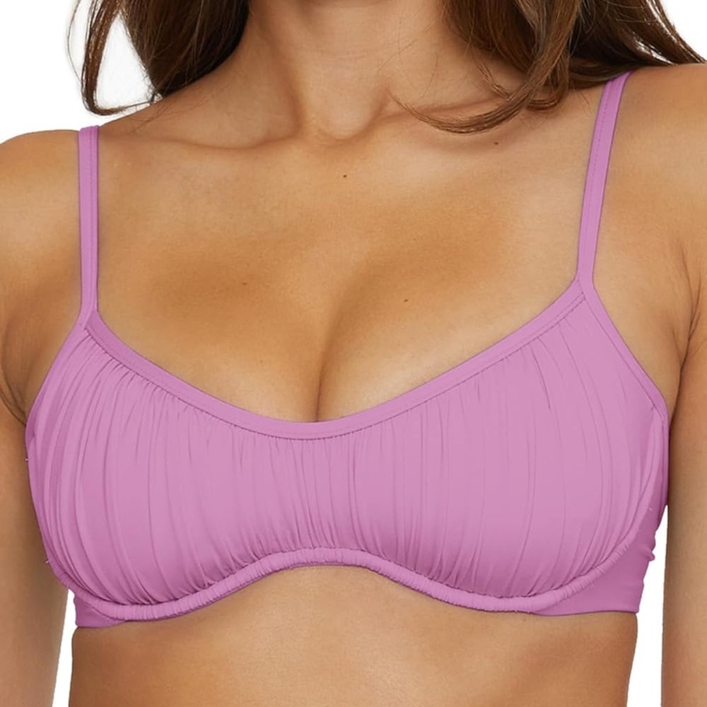 NWT BECCA Purple Ruched Bikini Top